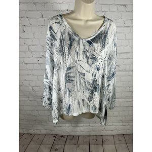 Sofia Women's Boxy Top Blue White Grey Made in Italy Roll Tab 3/4 Sleeves O/S